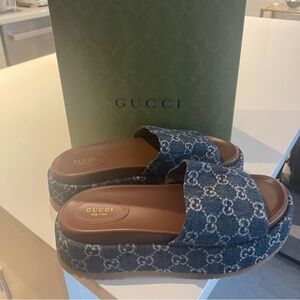 Gucci Denim Angelica Platform Sandals